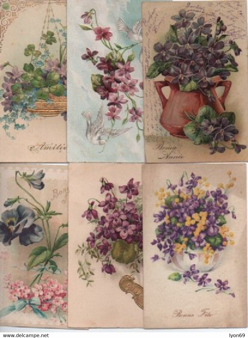 LOT DE  13  CPA  FANTAISIES  FLEURS VIOLETTES - 5 - 99 Cartes