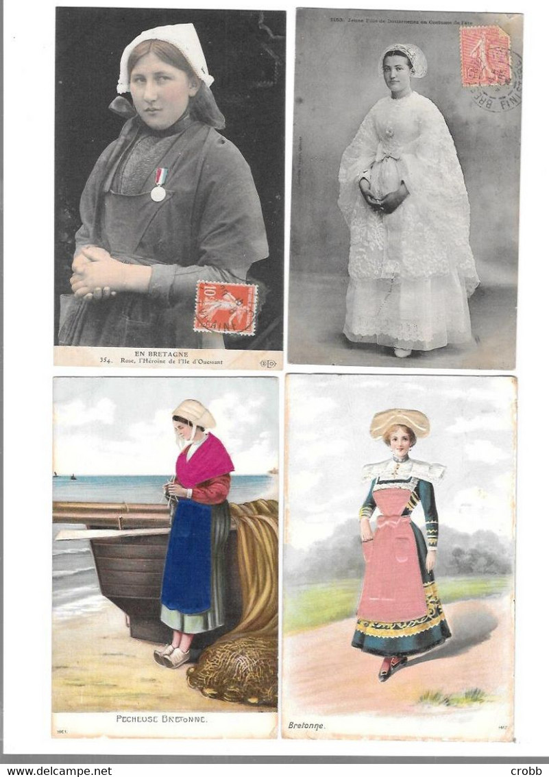 12289 - Lot De 8 CPA De BRETAGNE, Costumes, - 5 - 99 Cartes