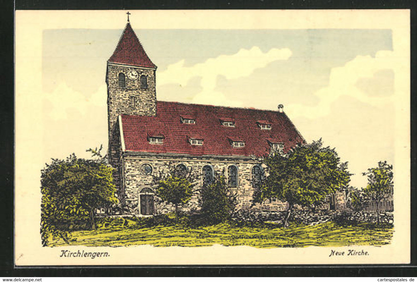 Künstler-AK Kirchlengern, Neue Kirche - Kirchlengern