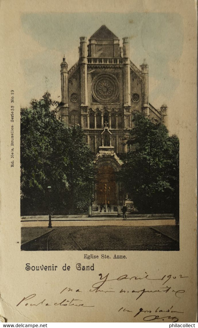 Gent - Gand /  Souvenir De // Eglise Ste. Anne (Kleur) 1902 - Gent