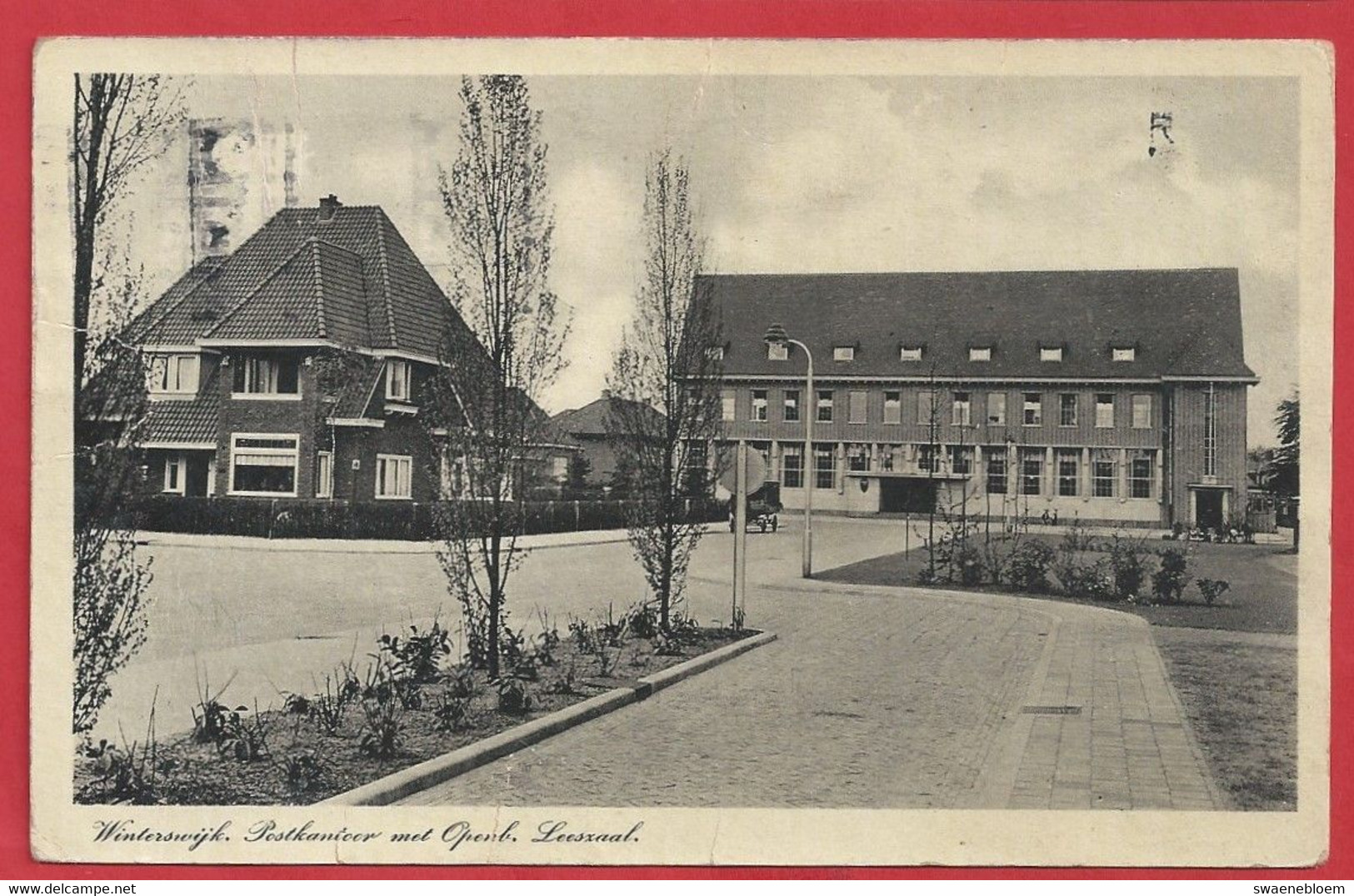 NL.- WINTERSWIJK. POSTKANTOOR Met OPENBARE LEESZAAL.  Uitgever Boekhandel G.J. Albrecht. Foto Mantel. - Winterswijk