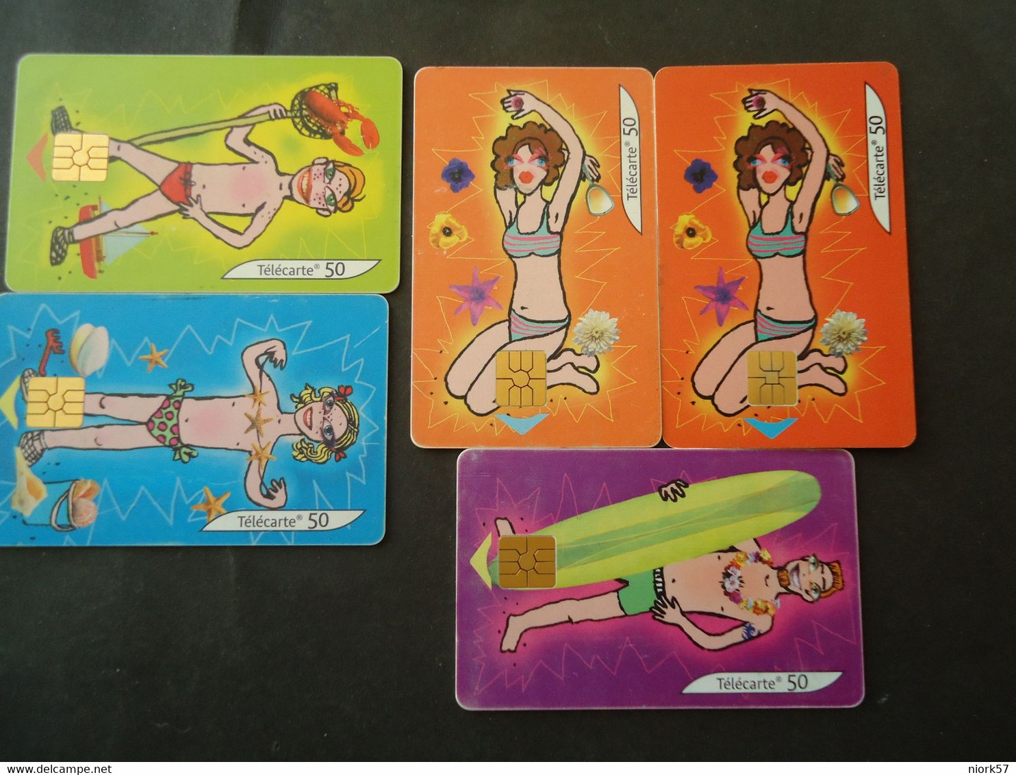 FRANCE USED 5  CARDS   DIFFERENT CHIPS   COMICS - Ad Uso Interno