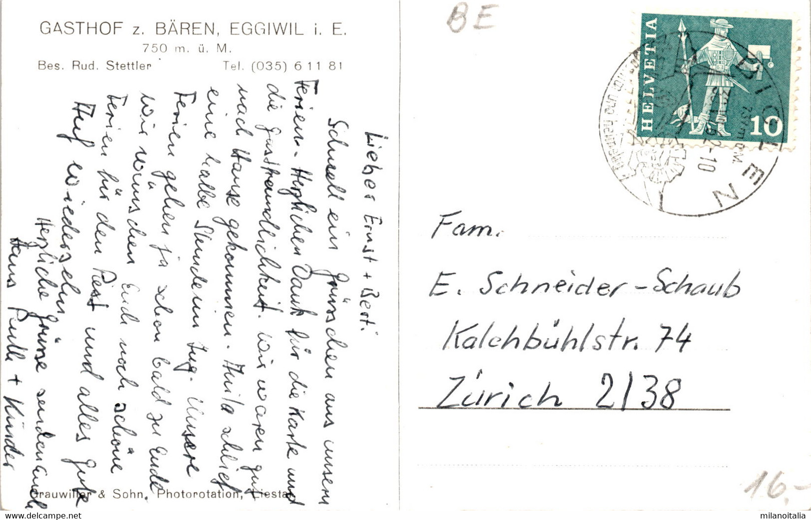 Eggiwil I. E. - Gasthof Z. Bären * 30. 7. 1962 - Eggiwil