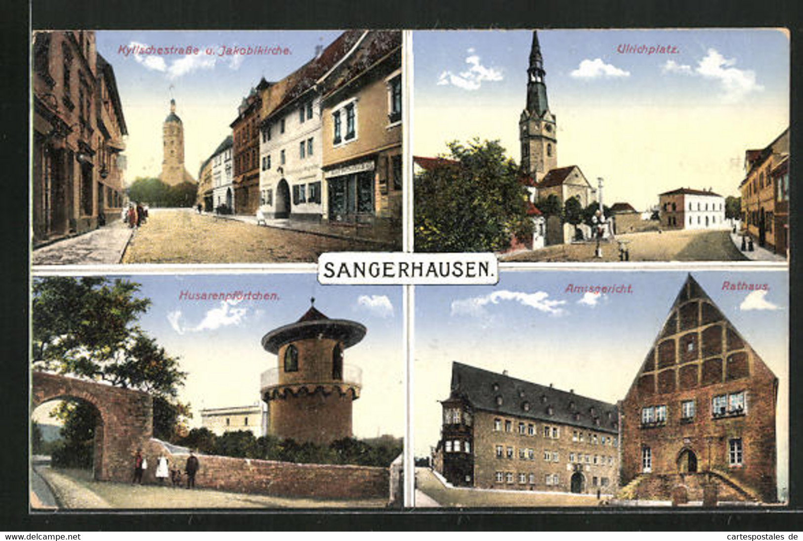 AK Sangerhausen, Husarenpförtchen, Amtsgericht Und Rathaus, Ulrichplatz - Sangerhausen