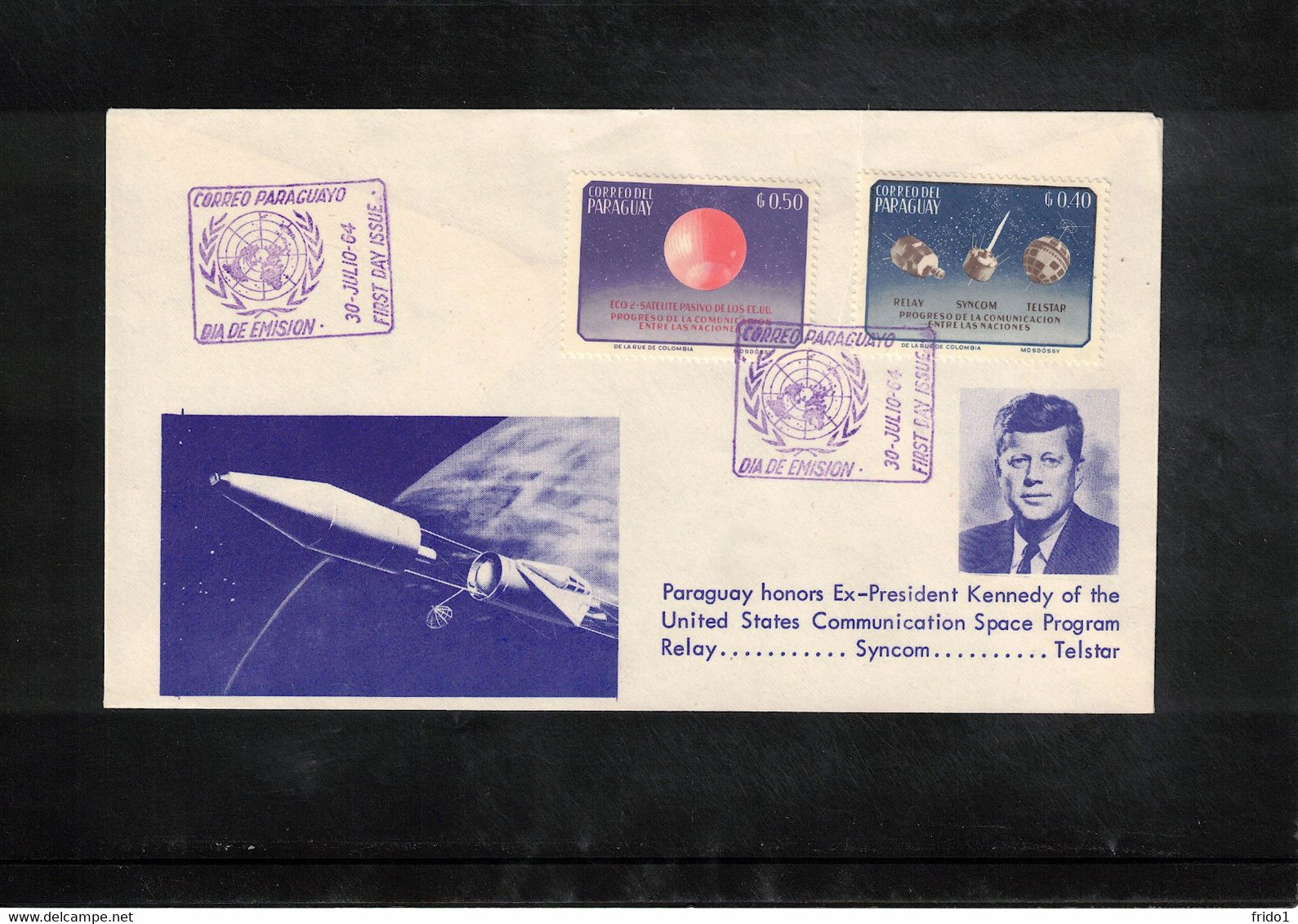 Paraguay 1964 Space / Raumfahrt Telstar - John F. Kennedy FDC - Amérique Du Sud