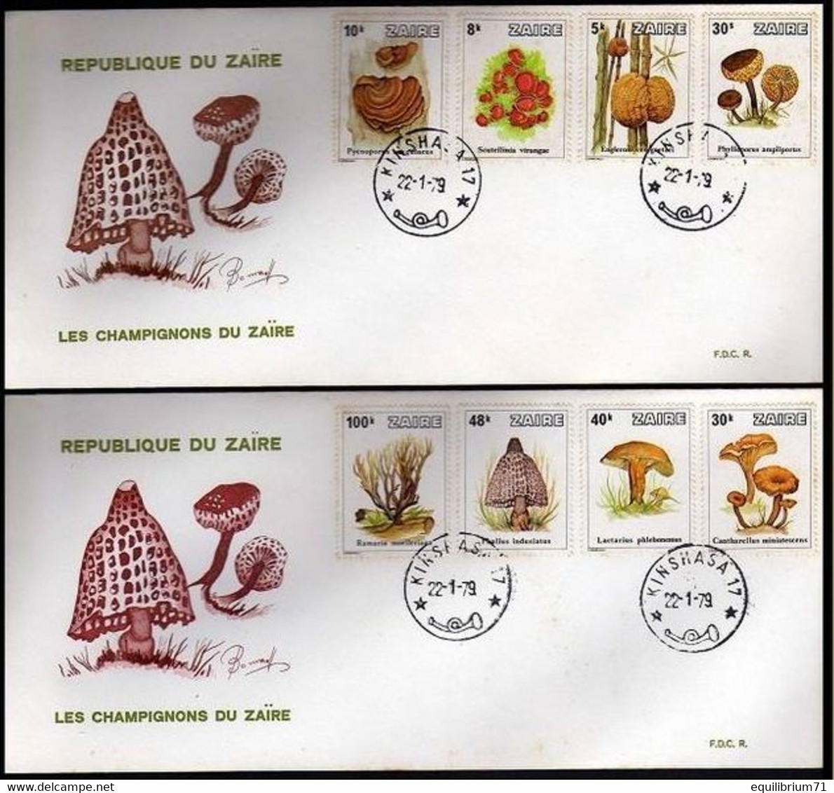 FDC (958/965)  -  Champignons / Paddestoelen / Pilze / Mushrooms - ZAÏRE - 1971-1979