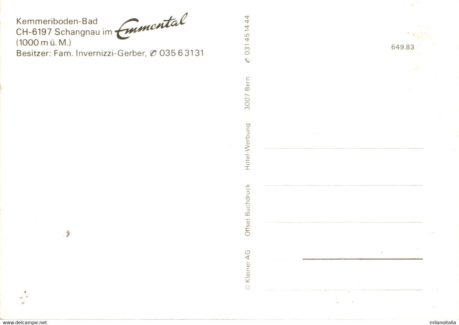 Kemmeriboden-Bad - Schangnau Im Emmental (649.83) - Schangnau