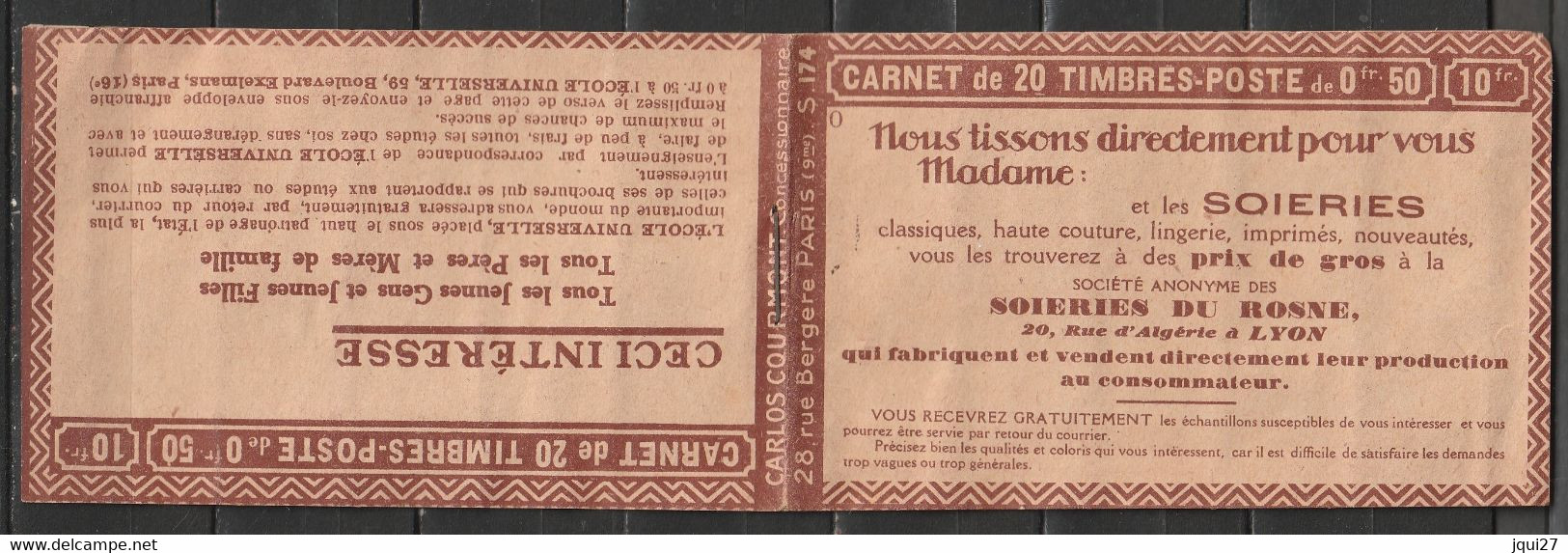 Carnet Semeuse N°199-C34, Soieries Du Rosne Pub. Guilhon, Shyb, Phenix - Sonstige & Ohne Zuordnung