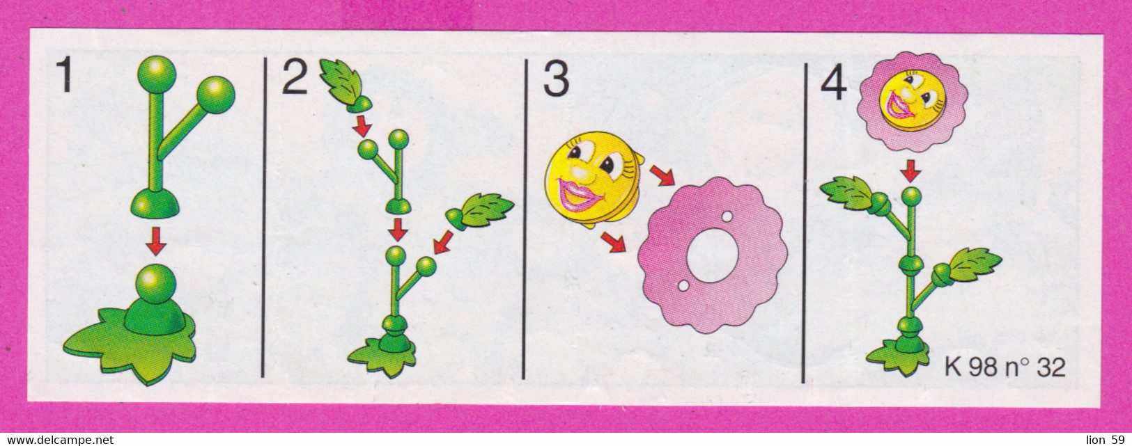 264606 /  Instruction Kinder Surprise - K98 N. 32 Flowers +K98 N. 31, Flower , 9.8 X 3.4 Cm. - Istruzioni