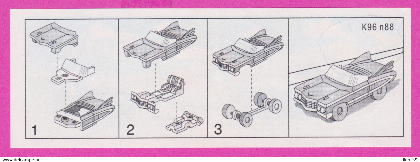 264609 /  Instruction Kinder Surprise - K 96 N.88 Car + K 96 N.90+ K 96 N.91+ K 96 N.89 Car Road ,  9.5 X 3.3 Cm. - Istruzioni