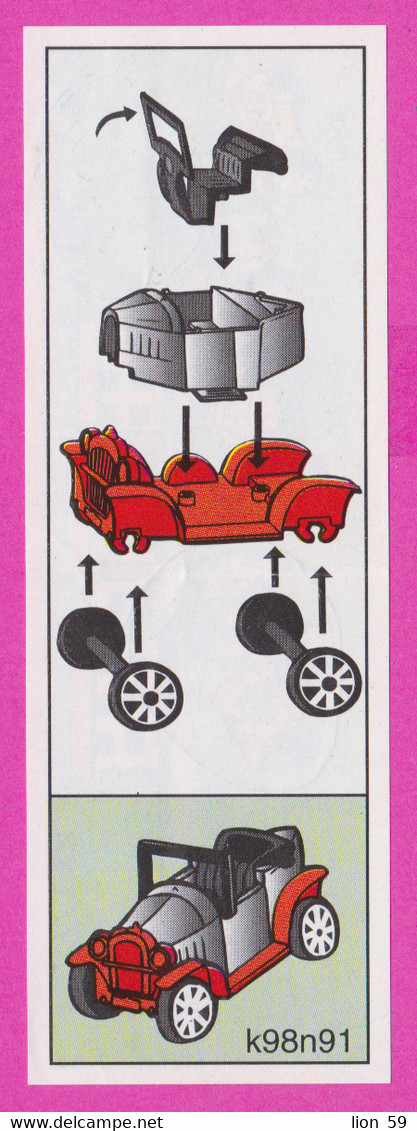 264610 /  Instruction Kinder Surprise - K 98 N.91 Old Car Auto + K 98 N.89+K 98 N.90+K 98 N.92 Car Road , 9.7 X 3.3 Cm. - Istruzioni