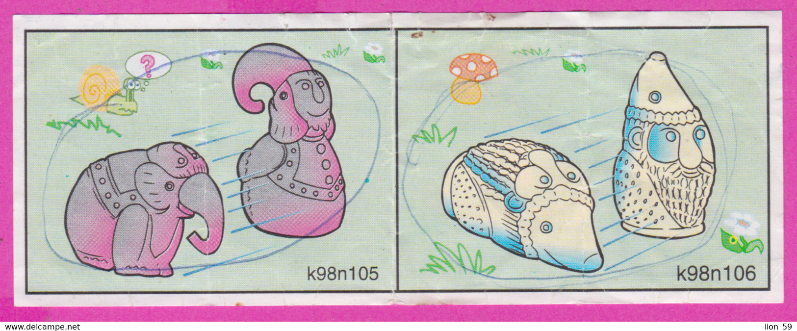 264611 /  Instruction Kinder Surprise - K98n.105 Elephant, Man Turtle K98n.106 Hedgehog Mushroom K98n107 Bird K98n108 - Istruzioni