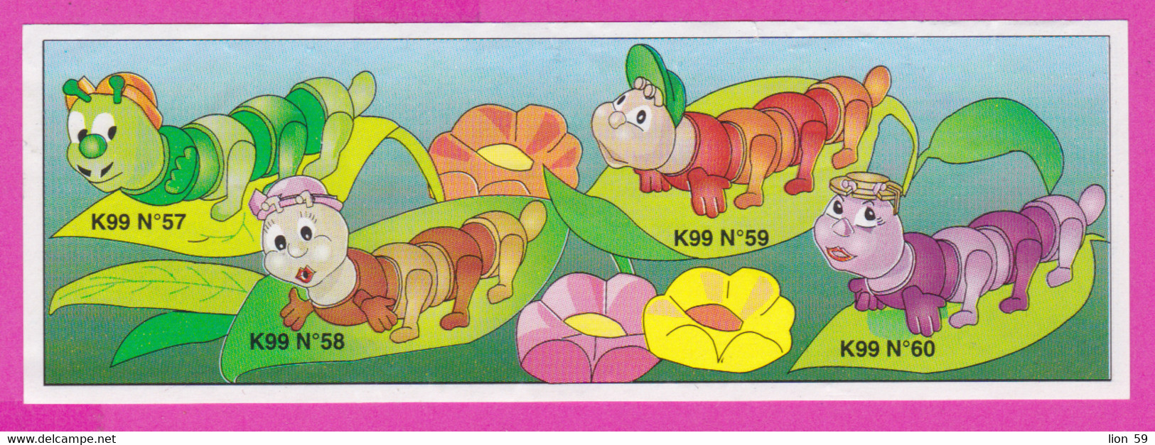 264612 /  Instruction Kinder Surprise - K99 N.57 Caterpillar Insects+K99 N.58+K99 N.59+K99 N.60 , 10.5 X 3.6 Cm. - Istruzioni