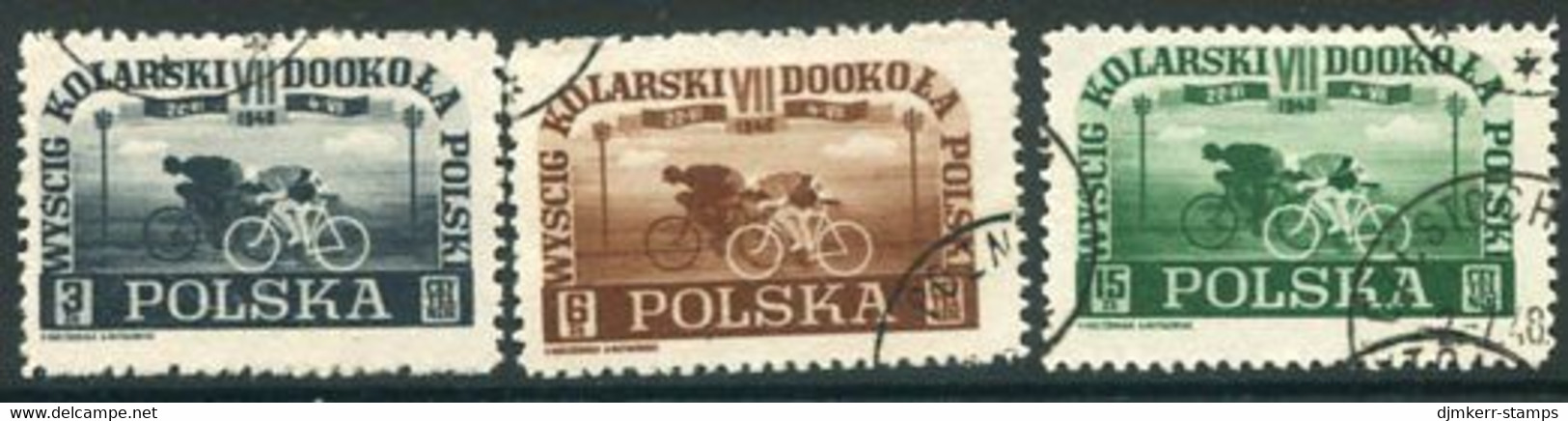 POLAND 1948  Around Poland Cycle Race, Used.  Michel 487-89 - Used Stamps