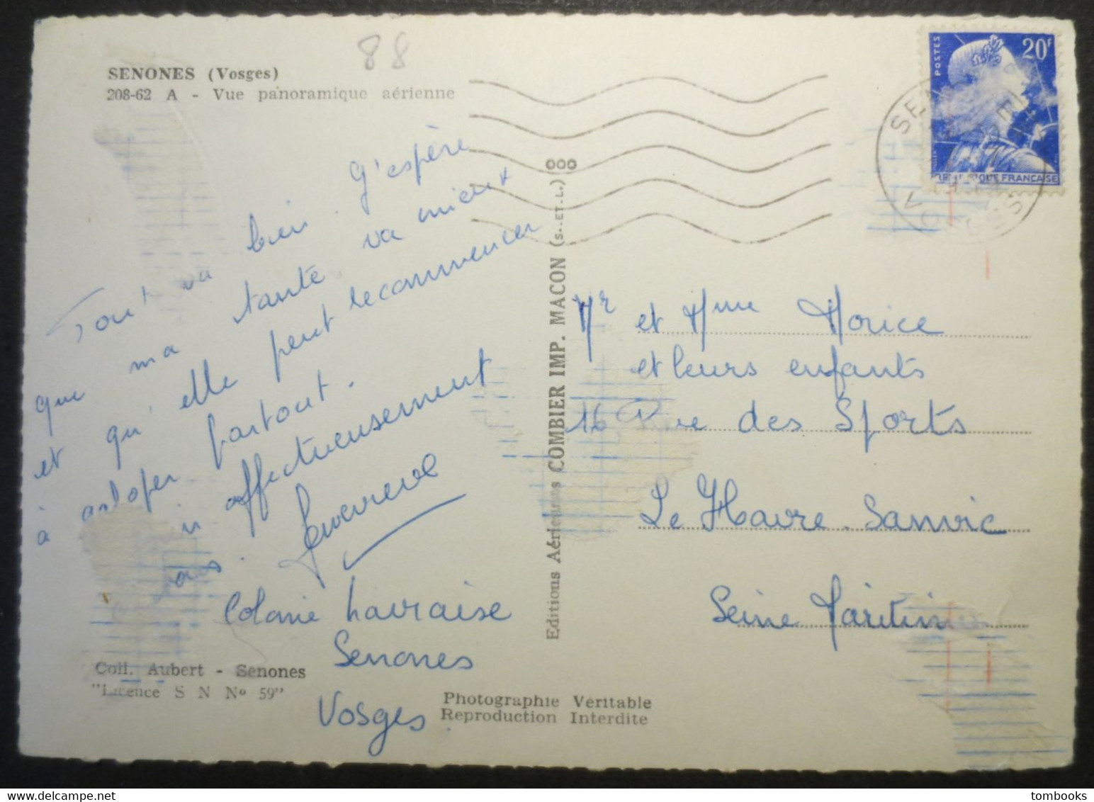 88 - Senones - Carte Photo - Vue Panoramique / Coll . Aubert  / Combier N° 208- 62 A - B.E - 1965 - - Senones