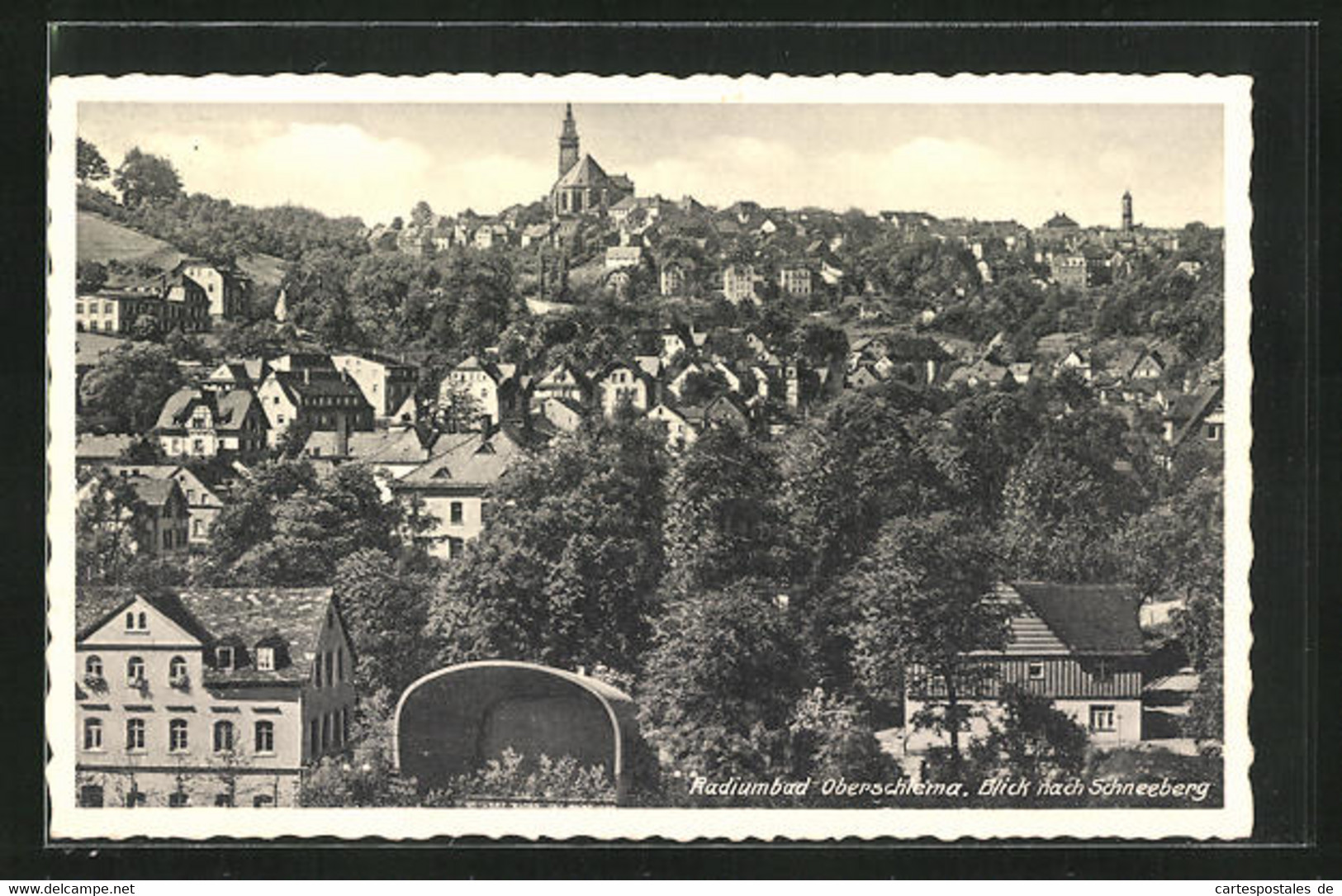 AK Oberschlema, Ortsansicht Mit Blick Zum Schneeberg - Schneeberg