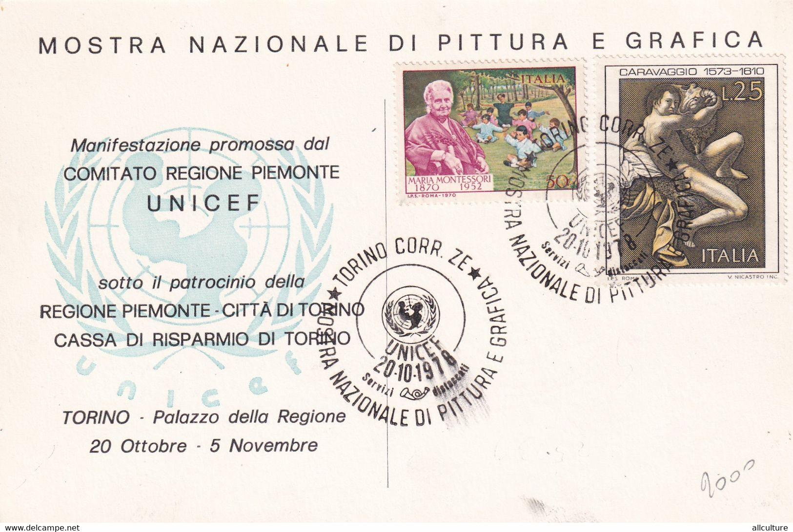 A10891- COMITATO REGIONE UNICEF PIEMONTE,MOSTRA NAZIONALE DI PITTURA E GRAFICA, 1978 TORINO  ITALIA USED STAMP - UNICEF