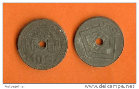 BELGIUM 1946 10 Centimes Zinc KM126  Dutch-French - 10 Cent & 25 Cent