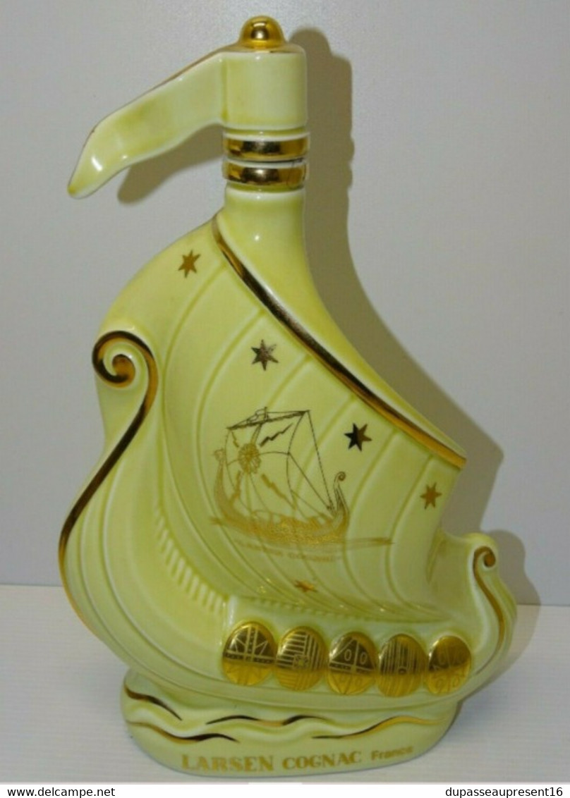 ANCIENNE BOUTEILLE DRAKKAR COGNAC LARSEN Porcelaine ARTORIA LIMOGES Gold 24 Ct Collection Déco Vitrine - Autres & Non Classés