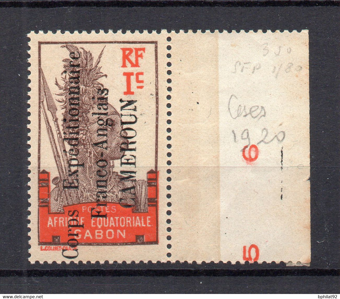 !!! CAMEROUN, N°38 NEUF * GOMME COLONIALE, BORD DE FEUILLE - Ungebraucht
