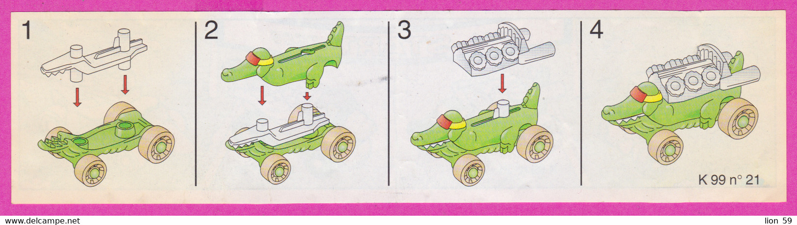 264630 / Instruction Kinder Surprise - K99n.21 Car Crocodiles Animal Race START Race + K99n.22+K99n.20+K99n.23 - Istruzioni