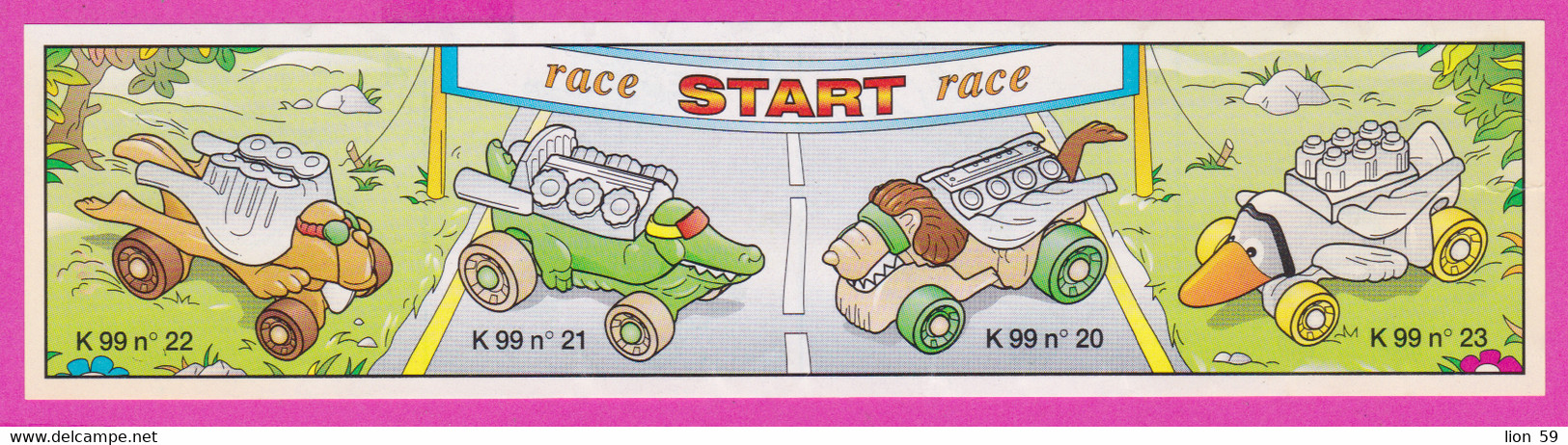 264631 / Instruction Kinder Surprise - K99n.22 Car Dog Animal " Race START Race "+ K99n.21+K99n.20+K99n.23 - Istruzioni