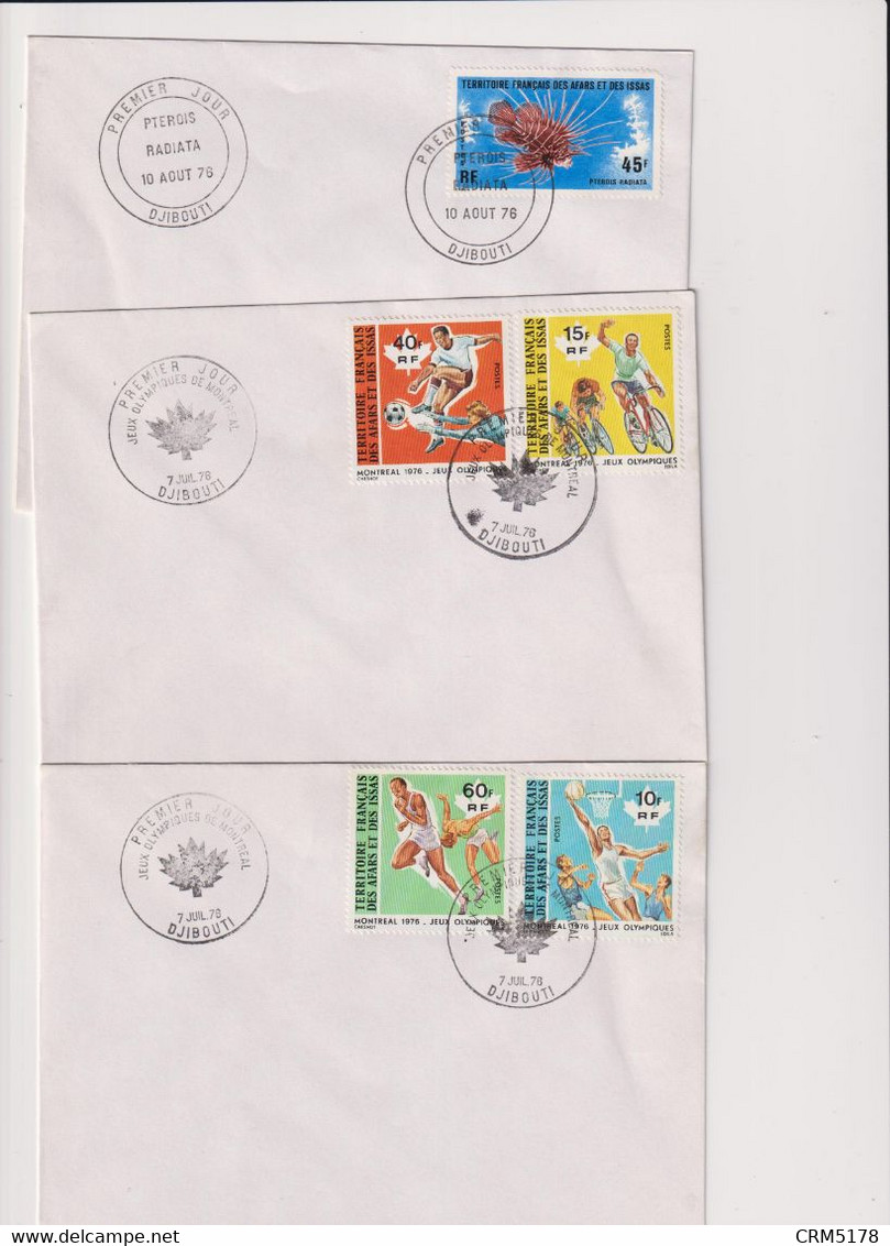 AFARS ET ISSAS-LOT14 ENVELOPPES 1ER. JOUR-non Illustrées VOIR N° TP.++   1975-1976 - Lettres & Documents