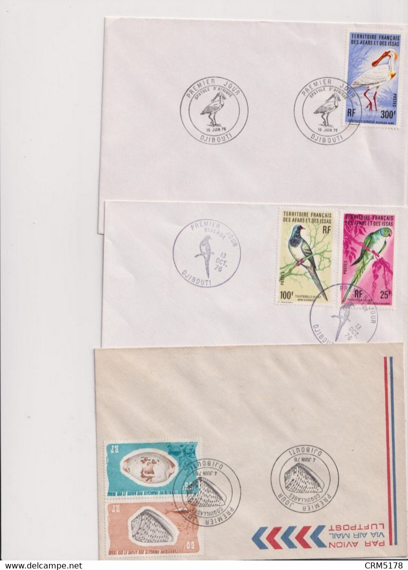 AFARS ET ISSAS-LOT14 ENVELOPPES 1ER. JOUR-non Illustrées VOIR N° TP.++   1975-1976 - Brieven En Documenten