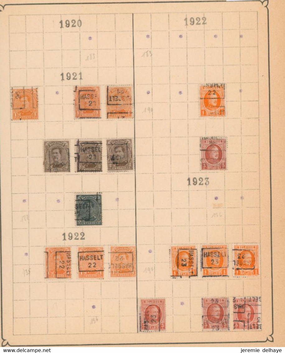 Albert I / Houyoux / Lion Héraldique - Pages De Collection + Plaquette Préo "Hasselt" (1921 > 30) / Cote 240e - Roulettes 1920-29