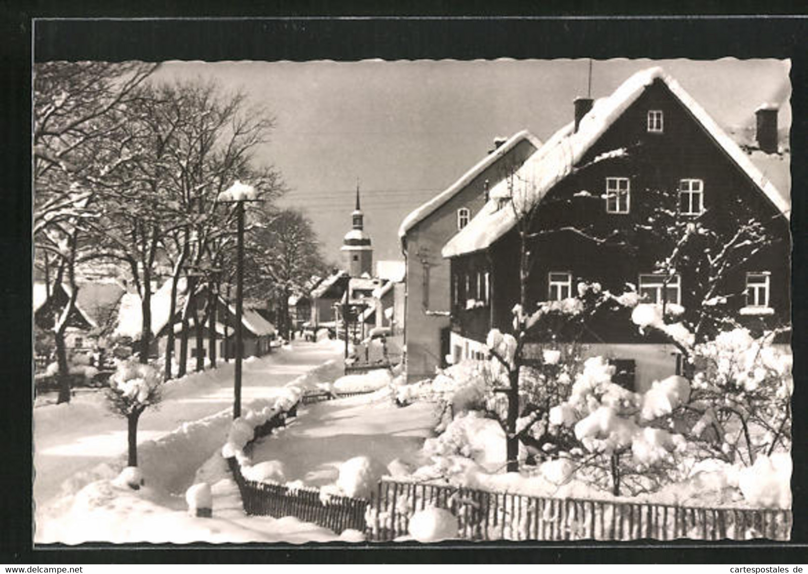 AK Sosa / Erzgeb., Strasse Der Deutsch-Sowjetischen Freundschaft Im Winterglanz - Sosa