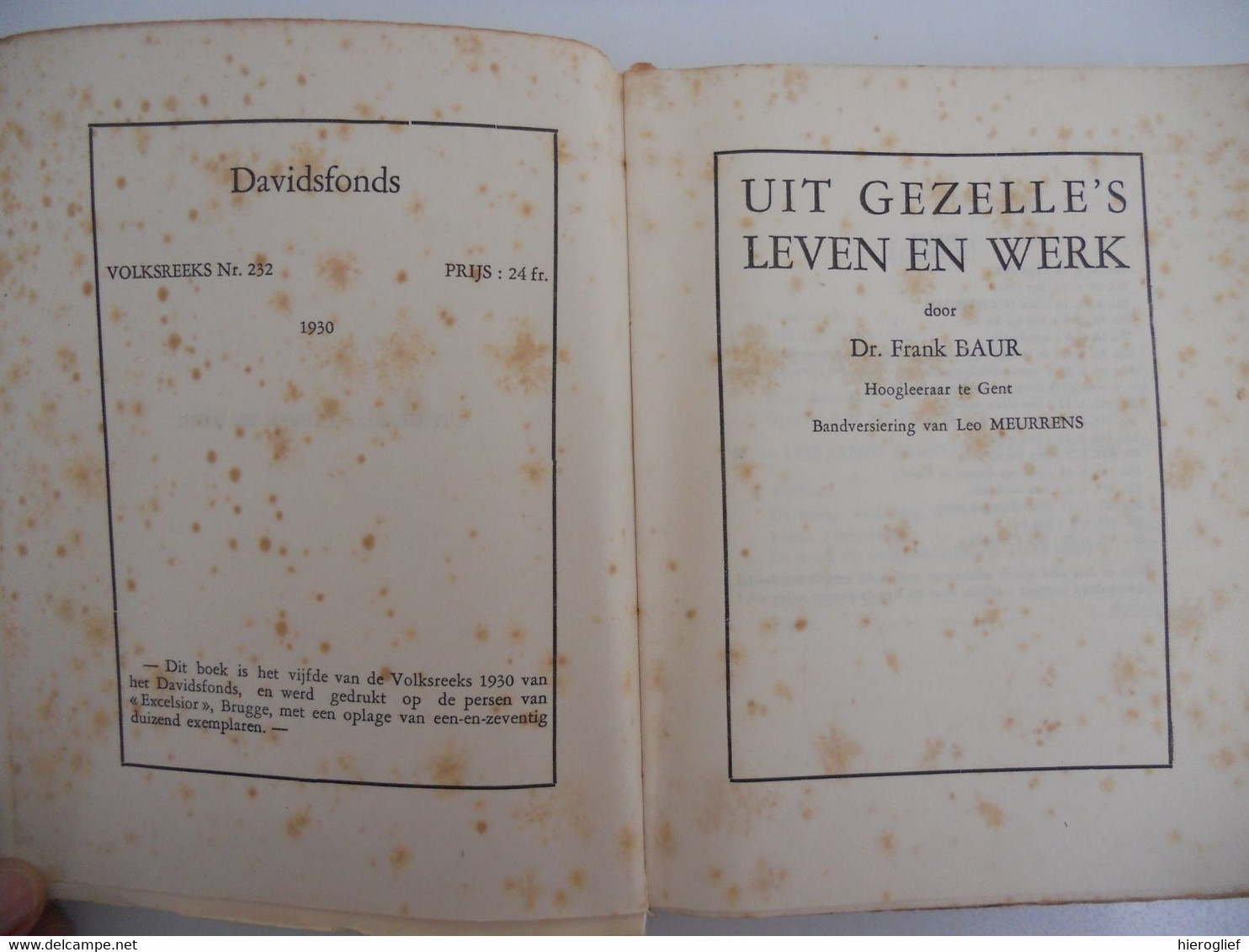 UIT GEZELLE 's LEVEN EN WERK Door Prof. Fr. Baur Brugge Roeselare Kortrijk Vlaams Priester Dichter - Histoire