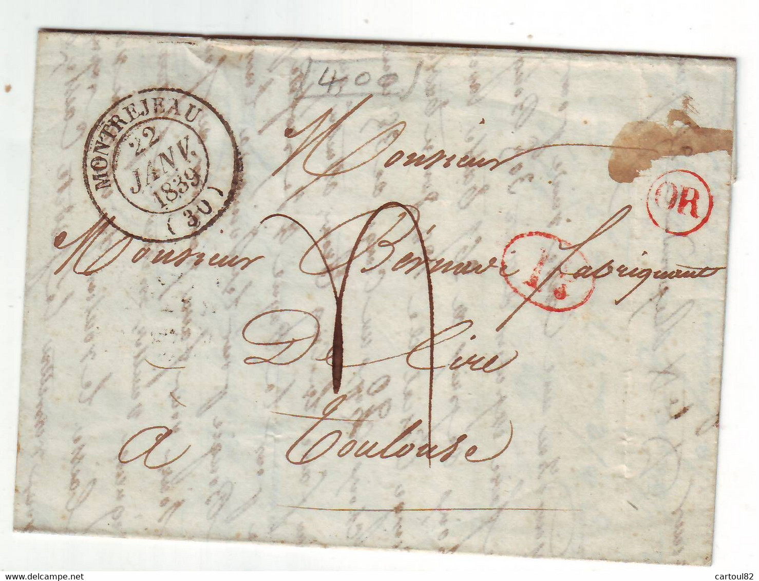 15 13A  Lettre 1839 Montrejeau Vers Toulouse - 1801-1848: Voorlopers XIX