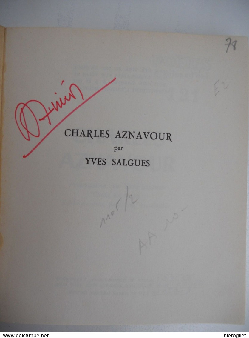 CHARLES AZNAVOUR Poésies Et Chansons Par Yves Salgues Aznavourian Paris Mouriès Armenie - Musica