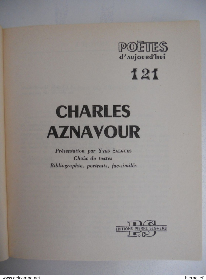 CHARLES AZNAVOUR Poésies Et Chansons Par Yves Salgues Aznavourian Paris Mouriès Armenie - Musique