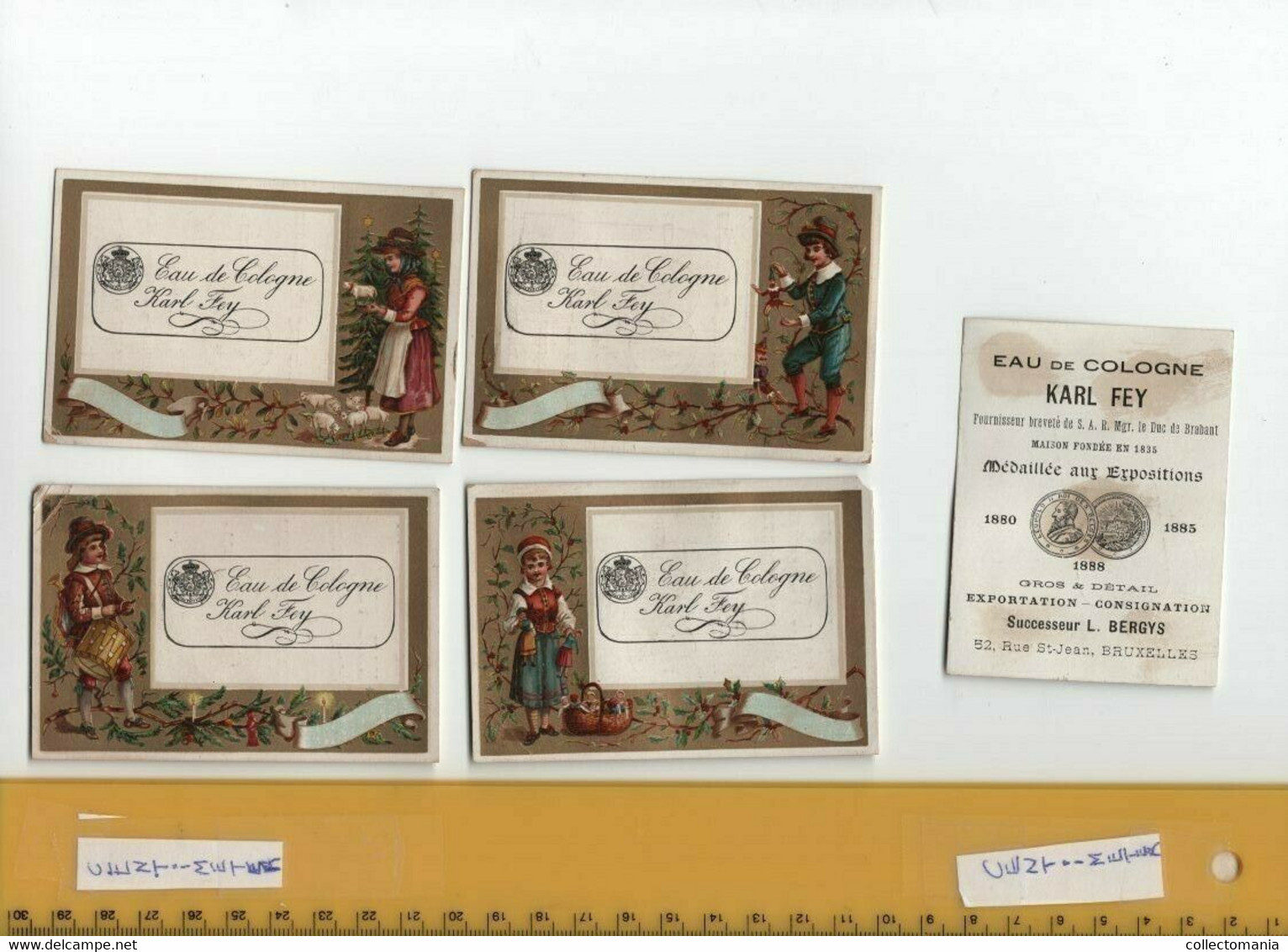 12 Cartes Circa 1888 Superbe Lithographie, 3 Series Complete =X 4 Chromos, Parfum  KARL FEY Eau De Cologne, Voir Scans - Vintage (until 1960)