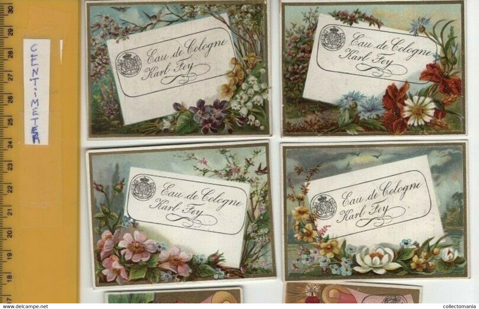 12 Cartes Circa 1888 Superbe Lithographie, 3 Series Complete =X 4 Chromos, Parfum  KARL FEY Eau De Cologne, Voir Scans - Antiquariat (bis 1960)