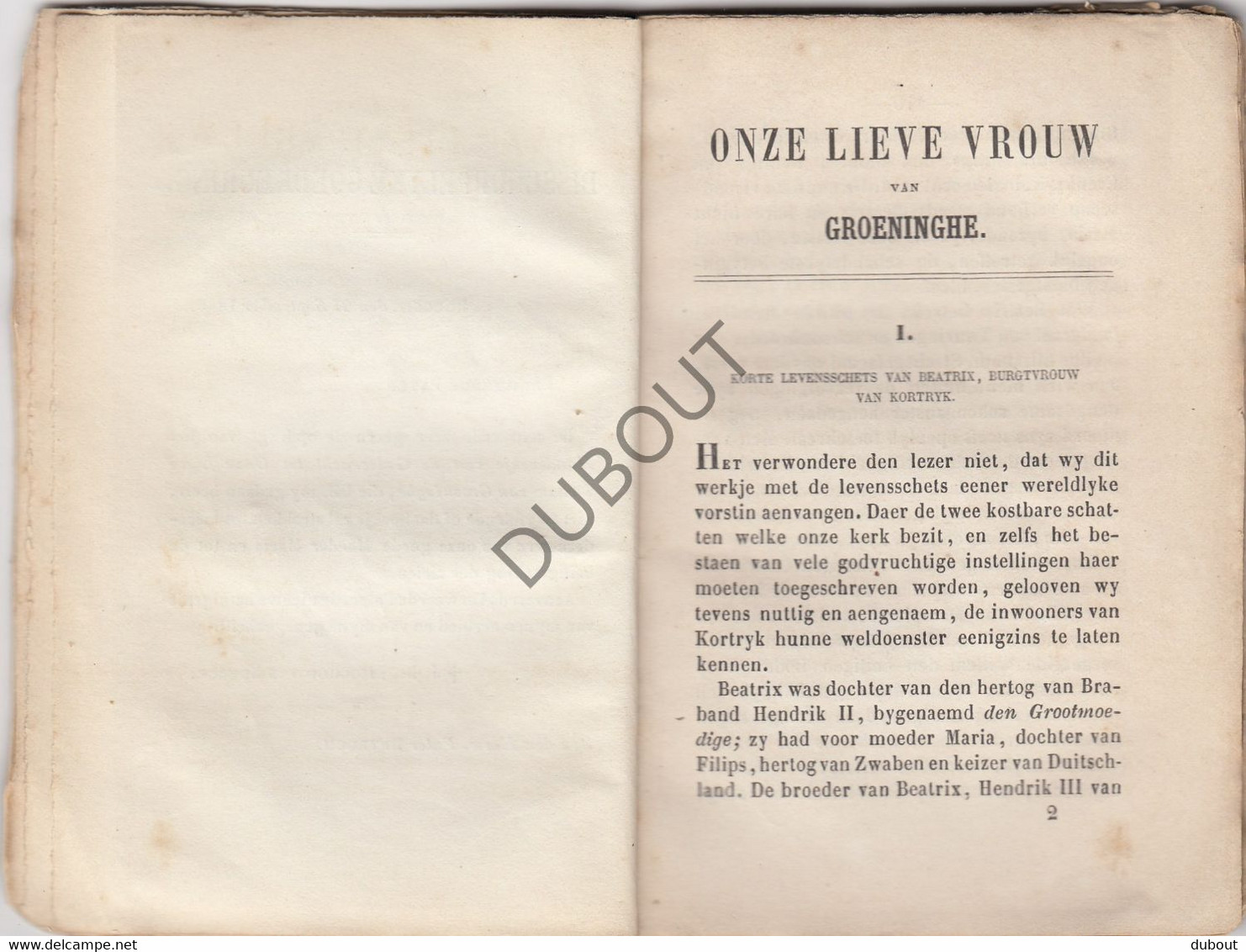 KORTRIJK Handboekje OLV Van Groeninghe Drukkerij Beyaert Kortryk 1860 (N800) - Anciens