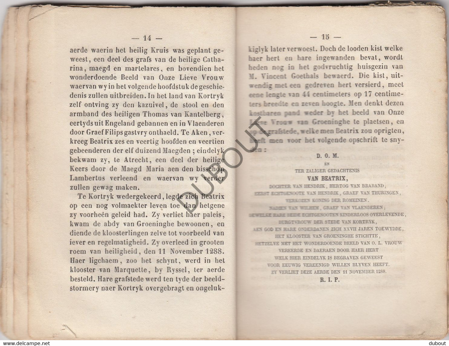KORTRIJK Handboekje OLV van Groeninghe Drukkerij Beyaert Kortryk 1860 (N800)