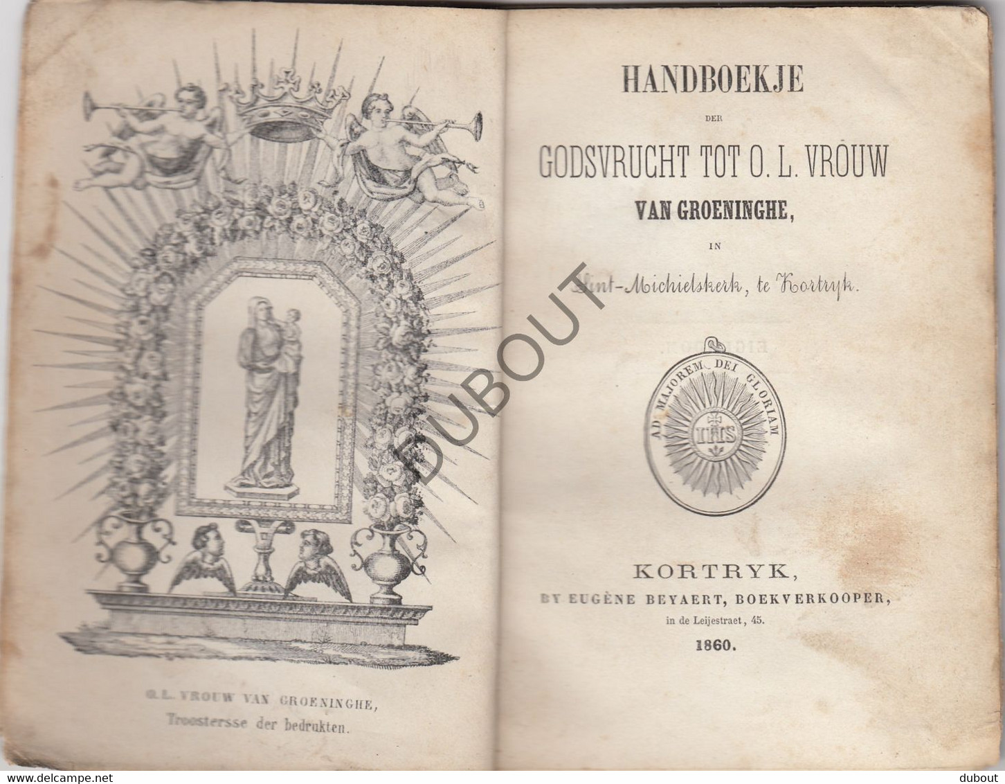 KORTRIJK Handboekje OLV van Groeninghe Drukkerij Beyaert Kortryk 1860 (N800)