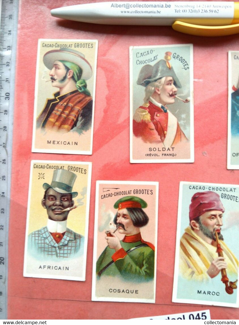 15 Small Chromos, Like Cigarette Cards, C1905 GROOTES Cocoa Chocolate SMOKERS Printed For Germany And France - Oud (tot 1960)