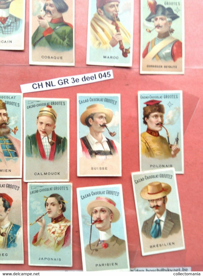 15 Small Chromos, Like Cigarette Cards, C1905 GROOTES Cocoa Chocolate SMOKERS Printed For Germany And France - Profumeria Antica (fino Al 1960)