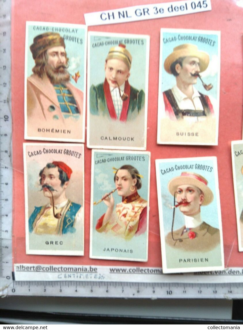15 Small Chromos, Like Cigarette Cards, C1905 GROOTES Cocoa Chocolate SMOKERS Printed For Germany And France - Antiquariat (bis 1960)