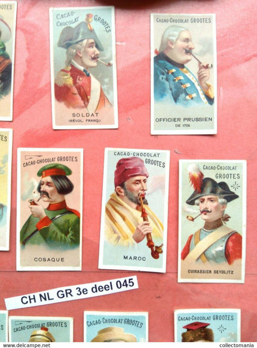 15 small chromos, like cigarette cards, c1905 GROOTES cocoa chocolate SMOKERS printed for Germany and France