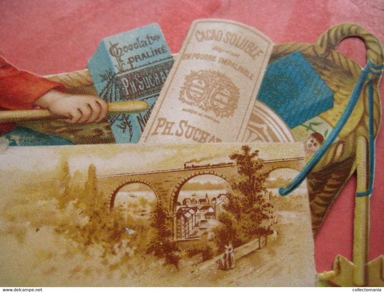 1 PUB Litho Cards Die Cut Chocolate C1894 SUCHARD One Child In A Boat 125X100cm - Suchard