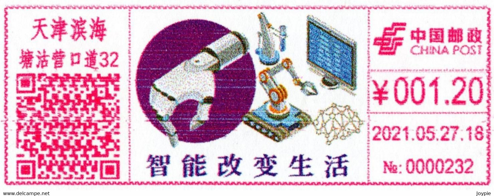 China 2021 TianJin Digital Anti-counterfeiting TypeColor Postage Machine Meter: Smart Changes Life - Covers & Documents