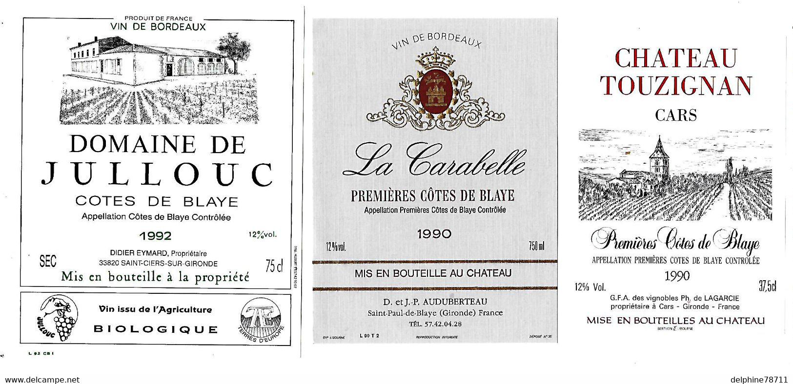 Lot De 12  étiquettes De   Première  Côtes De Blaye    Neuves     (4 Scans) - Bordeaux