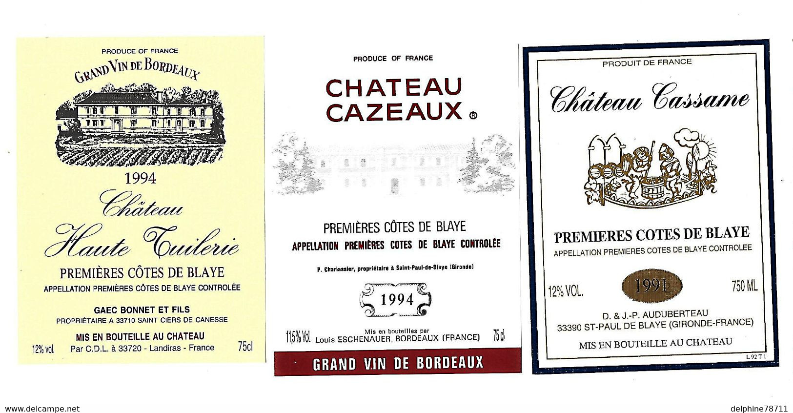 Lot De 12  étiquettes De   Première  Côtes De Blaye    Neuves     (4 Scans) - Bordeaux