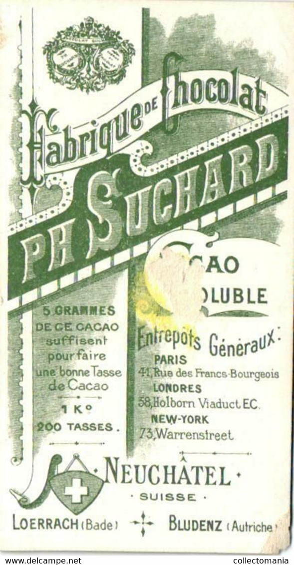 6 chromo litho cards chocolate SUCHARD set65B c1898 Months of the Year August- chromo litho