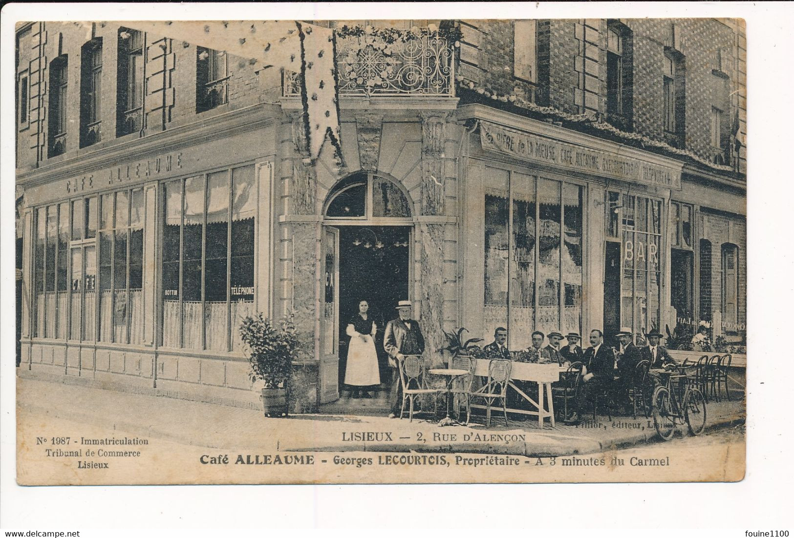 Carte De LISIEUX 2 Rue D' Alençon CAFE ALLEAUME Georges LECOURTOIS - Lisieux