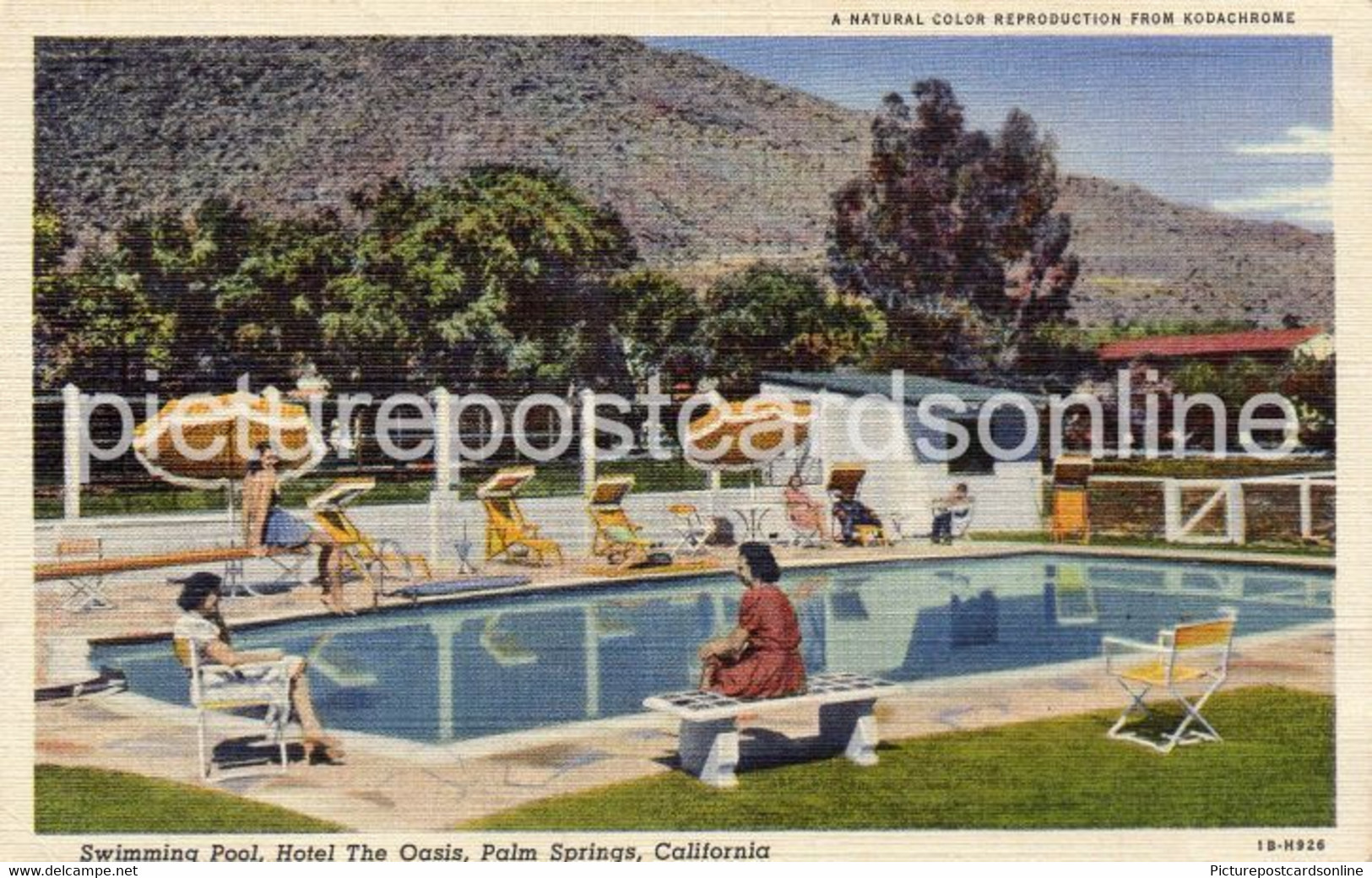 SWIMMING POOL HOTEL THE OASIS PALM SPRINGS OLD COLOUR POSTCARD CALIFORNIA USA AMERICA - Palm Springs